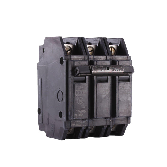 GE Q-Line® THQC32100WL Type THQC Compact Molded Case Circuit Breaker With Copper/Aluminum Line and Load Lug, 240 VAC, 100 A, 10 kA Interrupt, 3 Poles, Non-Interchangeable Thermal Magnetic/LI Trip