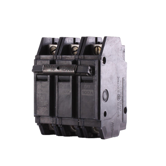 GE Q-Line® THQC32100WL Type THQC Compact Molded Case Circuit Breaker With Copper/Aluminum Line and Load Lug, 240 VAC, 100 A, 10 kA Interrupt, 3 Poles, Non-Interchangeable Thermal Magnetic/LI Trip