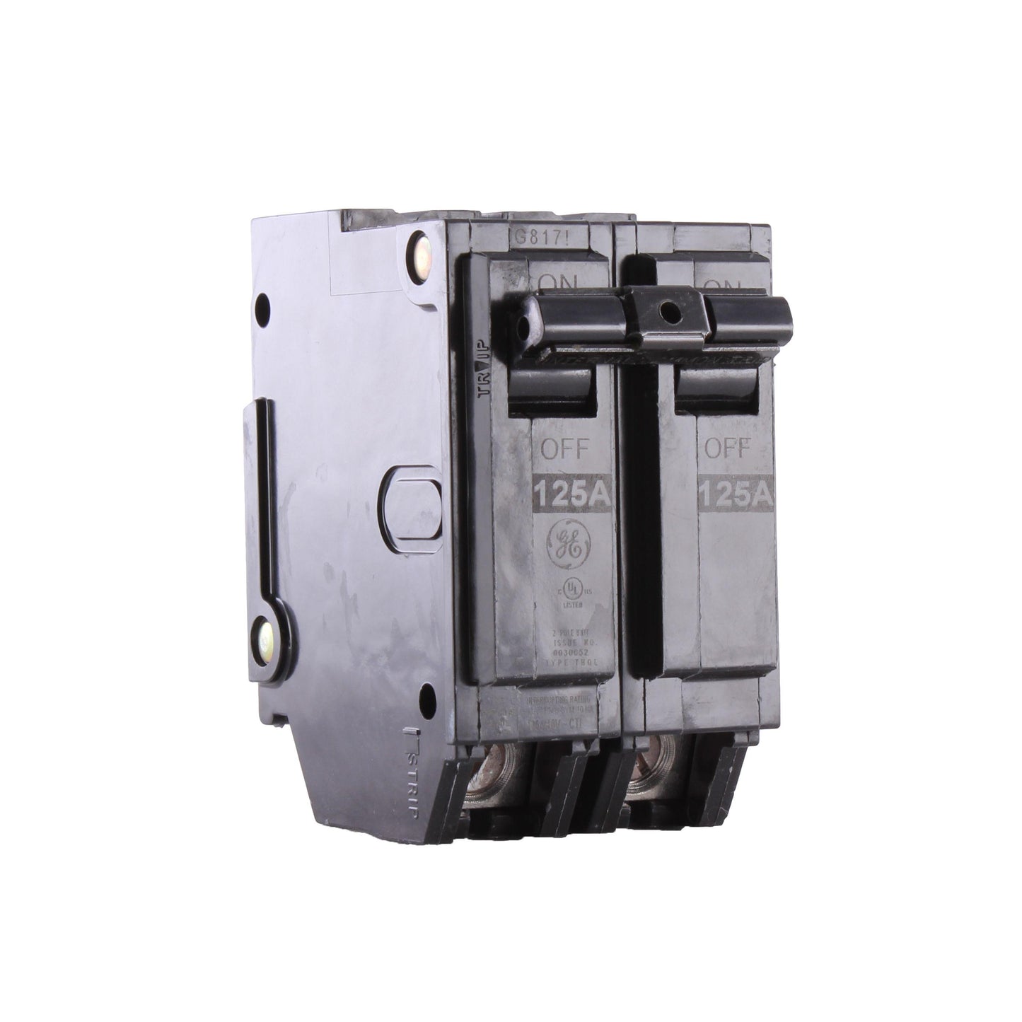 GE Q-Line® THQL21125 Type THQL Compact Molded Case Circuit Breaker, 120/240 VAC, 125 A, 10 kA Interrupt, 2 Poles, Non-Interchangeable Thermal Magnetic/LI Trip