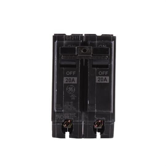 GE Q-Line® THQL2120 Type THQL Molded Case Circuit Breaker, 120/240 VAC, 20 A, 10 kA Interrupt, 2 Poles, LI/Non-Interchangeable Thermal Magnetic Trip