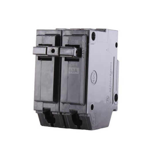 GE Q-Line® THQL2140 Type THQL Molded Case Circuit Breaker, 120/240 VAC, 40 A, 10 kA Interrupt, 2 Poles, LI/Non-Interchangeable Thermal Magnetic Trip