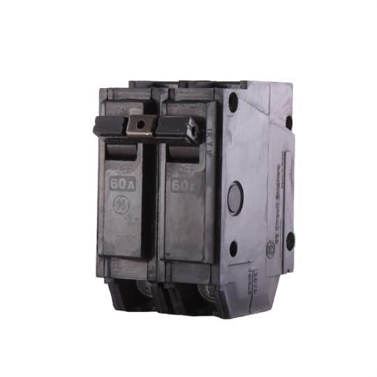 GE Q-Line® THQL2160 Type THQL Molded Case Circuit Breaker, 120/240 VAC, 60 A, 10 kA Interrupt, 2 Poles, LI/Non-Interchangeable Thermal Magnetic Trip