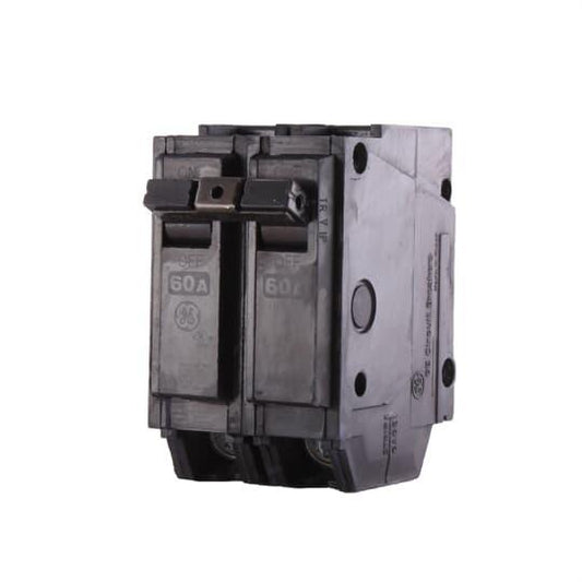 GE Q-Line® THQL2160 Type THQL Molded Case Circuit Breaker, 120/240 VAC, 60 A, 10 kA Interrupt, 2 Poles, LI/Non-Interchangeable Thermal Magnetic Trip