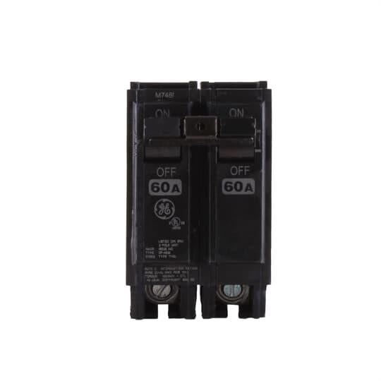 GE Q-Line® THQL2160 Type THQL Molded Case Circuit Breaker, 120/240 VAC, 60 A, 10 kA Interrupt, 2 Poles, LI/Non-Interchangeable Thermal Magnetic Trip