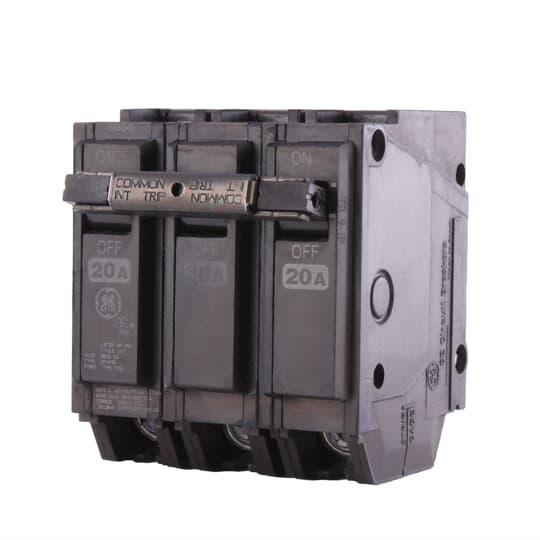 GE Q-Line® THQL32020 Type THQL Molded Case Circuit Breaker, 120/240 VAC, 20 A, 10 kA Interrupt, 3 Poles, LI/Non-Interchangeable Thermal Magnetic Trip