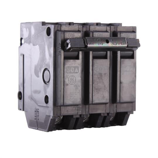 GE Q-Line® THQL32030 Type THQL Molded Case Circuit Breaker, 120/240 VAC, 30 A, 10 kA Interrupt, 3 Poles, LI/Non-Interchangeable Thermal Magnetic Trip