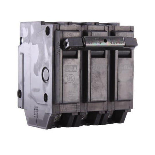 GE Q-Line® THQL32030 Type THQL Molded Case Circuit Breaker, 120/240 VAC, 30 A, 10 kA Interrupt, 3 Poles, LI/Non-Interchangeable Thermal Magnetic Trip