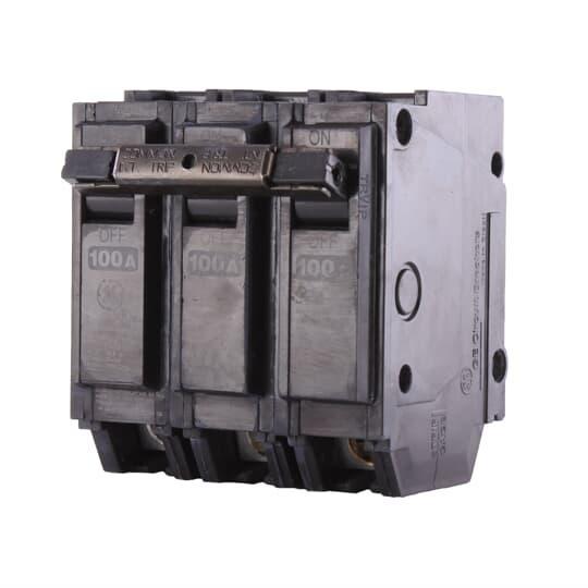 GE Q-Line® THQL32100 Molded Case Circuit Breaker, 120/240 VAC, 100 A, 10 kA Interrupt, 3 Poles, LI/Non-Interchangeable Thermal Magnetic Trip