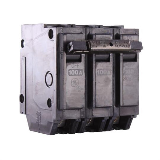 GE Q-Line® THQL32100 Molded Case Circuit Breaker, 120/240 VAC, 100 A, 10 kA Interrupt, 3 Poles, LI/Non-Interchangeable Thermal Magnetic Trip