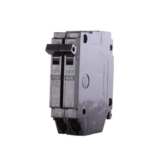 GE Q-Line® THQP240 Type THQP Compact Molded Case Circuit Breaker, 120/240 VAC, 40 A, 10 kA Interrupt, 2 Poles, Non-Interchangeable Thermal Magnetic/LI Trip
