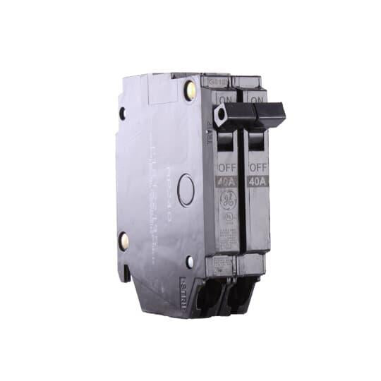 GE Q-Line® THQP240 Type THQP Compact Molded Case Circuit Breaker, 120/240 VAC, 40 A, 10 kA Interrupt, 2 Poles, Non-Interchangeable Thermal Magnetic/LI Trip