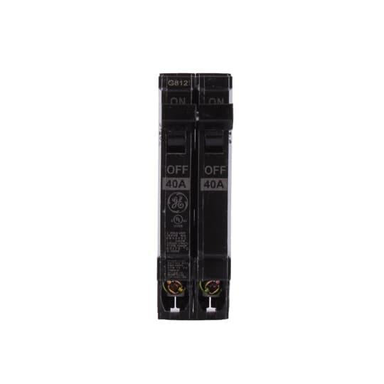GE Q-Line® THQP240 Type THQP Compact Molded Case Circuit Breaker, 120/240 VAC, 40 A, 10 kA Interrupt, 2 Poles, Non-Interchangeable Thermal Magnetic/LI Trip