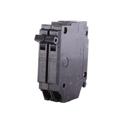 GE Q-Line® THQP250 Type THQP Molded Case Circuit Breaker, 120/240 VAC, 50 A, 10 kA Interrupt, 2 Poles, LI/Non-Interchangeable Thermal Magnetic Trip