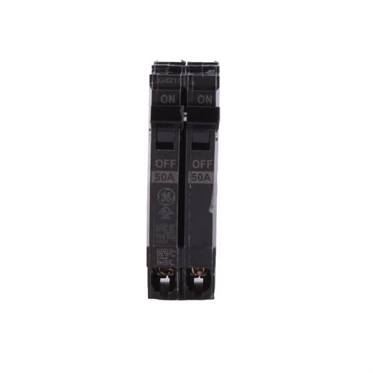 GE Q-Line® THQP250 Type THQP Molded Case Circuit Breaker, 120/240 VAC, 50 A, 10 kA Interrupt, 2 Poles, LI/Non-Interchangeable Thermal Magnetic Trip