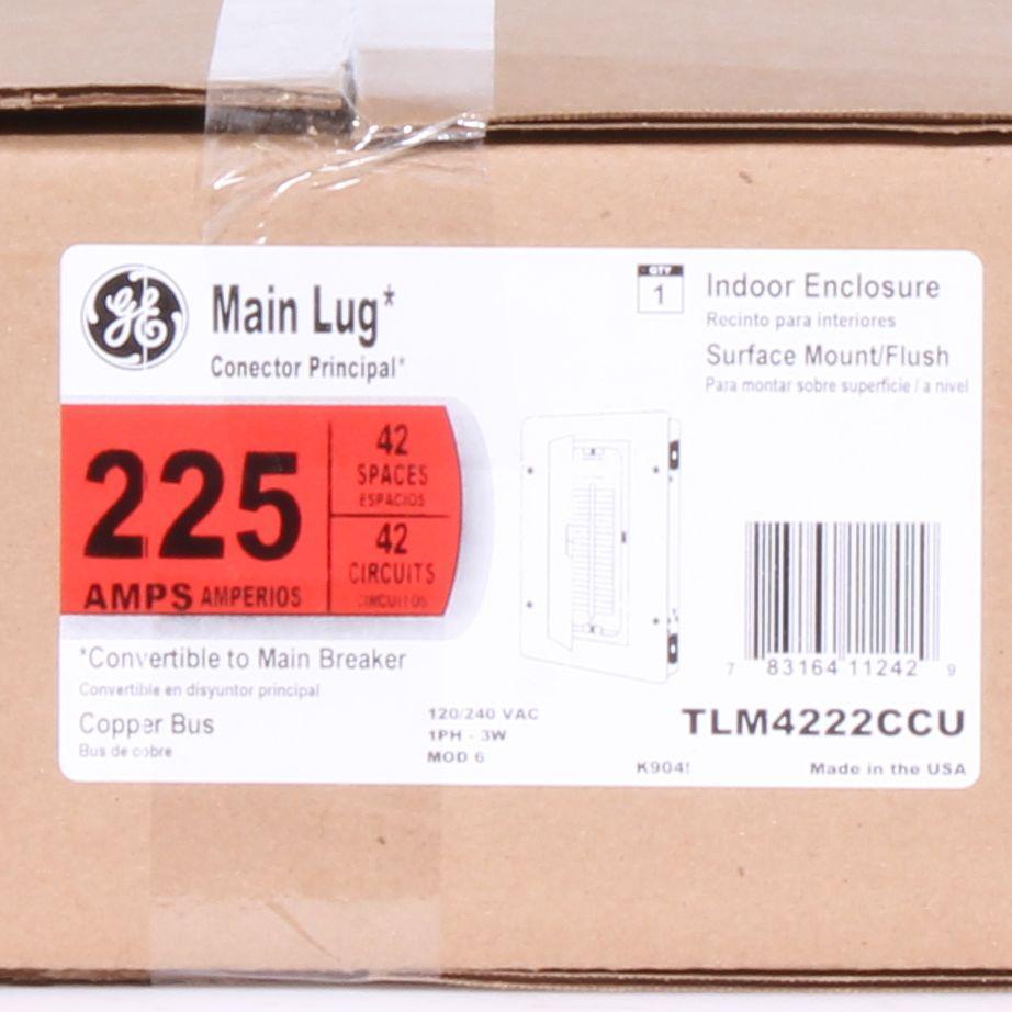 GE PowerMark Gold Industrial Solutions TLM4222CCU 1-Phase Standard Convertible Main Lug Loadcenter, 120/240 VAC, 225 A, 1 Pole, 22 kA Interrupt