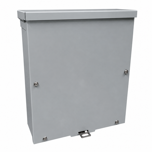 Hammond® C3R884SC Type 3R Junction Box, 8 x 8 x 4 in, Screw Cover with Knockouts, Galvanized Steel, NEMA 3R, Gray