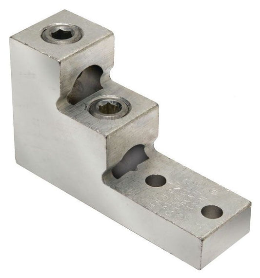 BURNDY® K11A39U2 K11A-U Dual Rated Universal Mechanical Bolted Lug and Terminal, 1/0 AWG to 750 kcmil Copper/Stranded Aluminum Conductor, 3/8 in Stud, 2 Bolt Holes, Aluminum