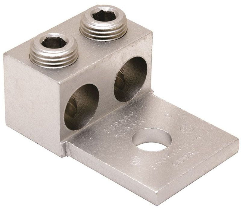 BURNDY® K2A26U K2A-U Dual Rated Universal Mechanical Bolted Lug and Terminal, 14 to 2/0 AWG Conductor Copper/Stranded Aluminum Conductor, 1/4 in Stud, 1 Bolt Holes