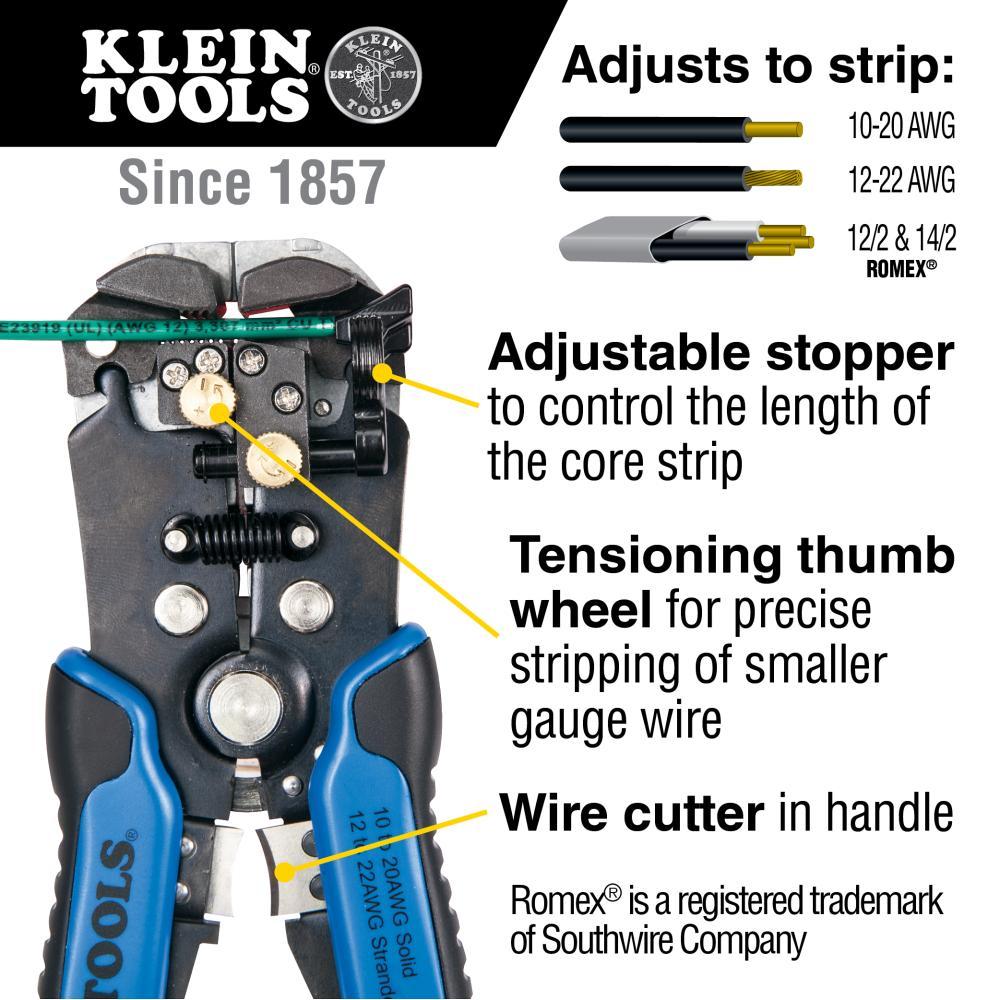 Klein® 11061 Wire Stripper and Cutter, Self-Adjusting