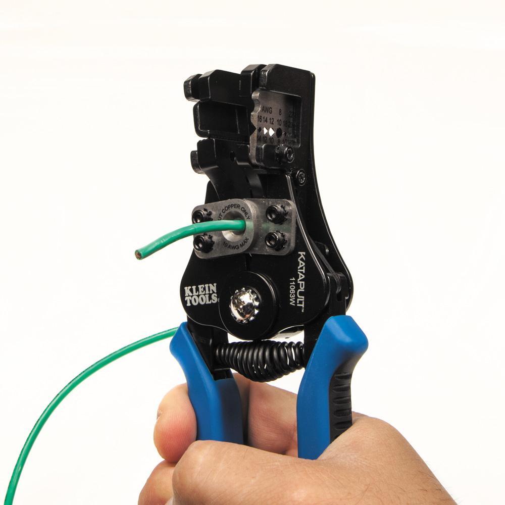 Klein® 11063W Wire Stripper/Cutter, 20 to 8 AWG Solid/Stranded Cable, 6.594 in OAL, Cast Alloy Body