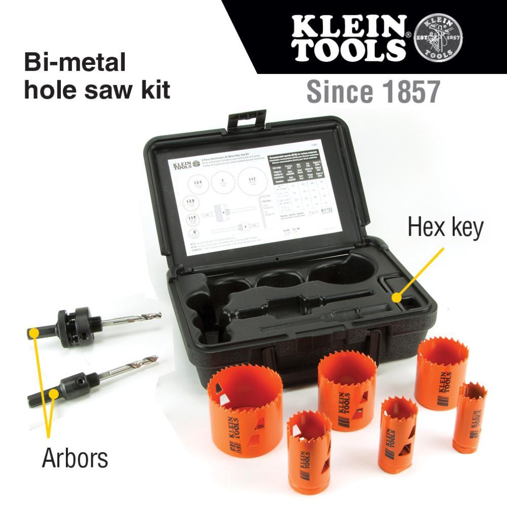 Klein® 31902 Bi-Metal Hole Saw Kit, 8-Piece