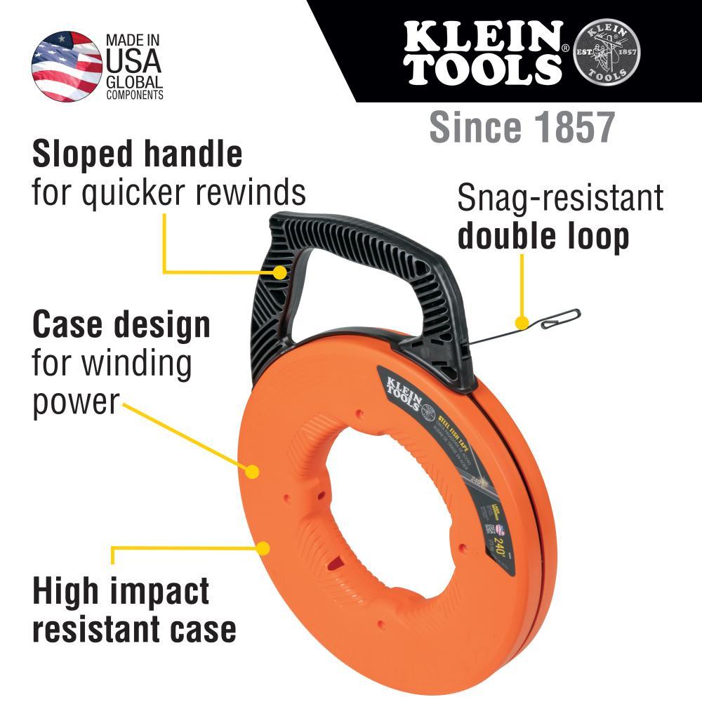 Klein® 56334 Steel Fish Tape, 1/8-In × 240-Ft