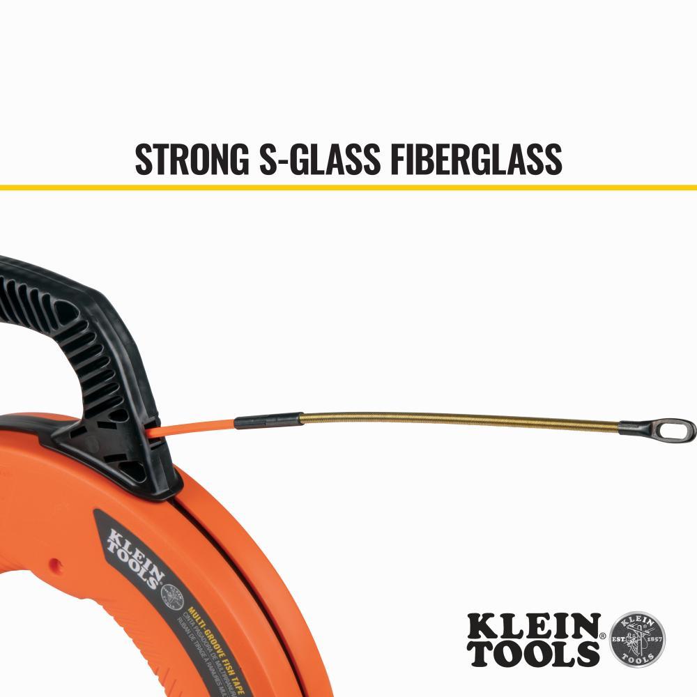 Klein® 56380 Multi-Groove Fiberglass Fish Tape, 100-Ft