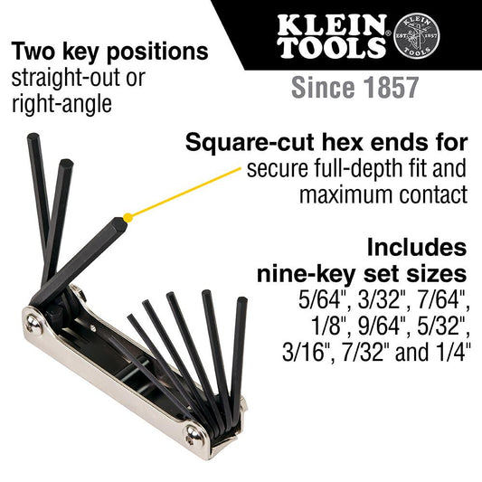 Klein® 70591 9-Pc Folding Hex Key Set