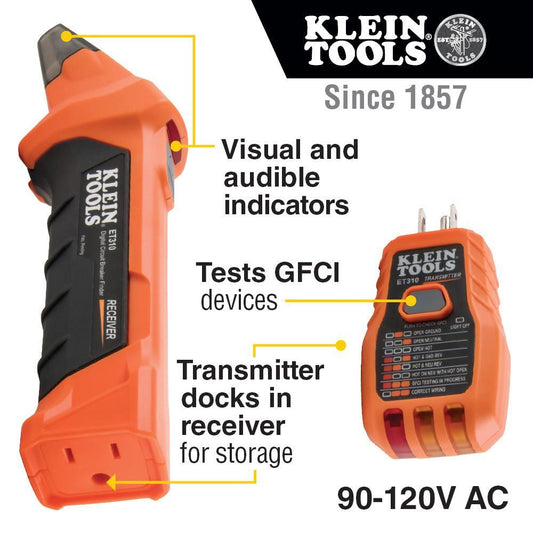 Klein® ET310 Digital Circuit Breaker Finder, 90 to 120 VAC, PC/PC-ABS