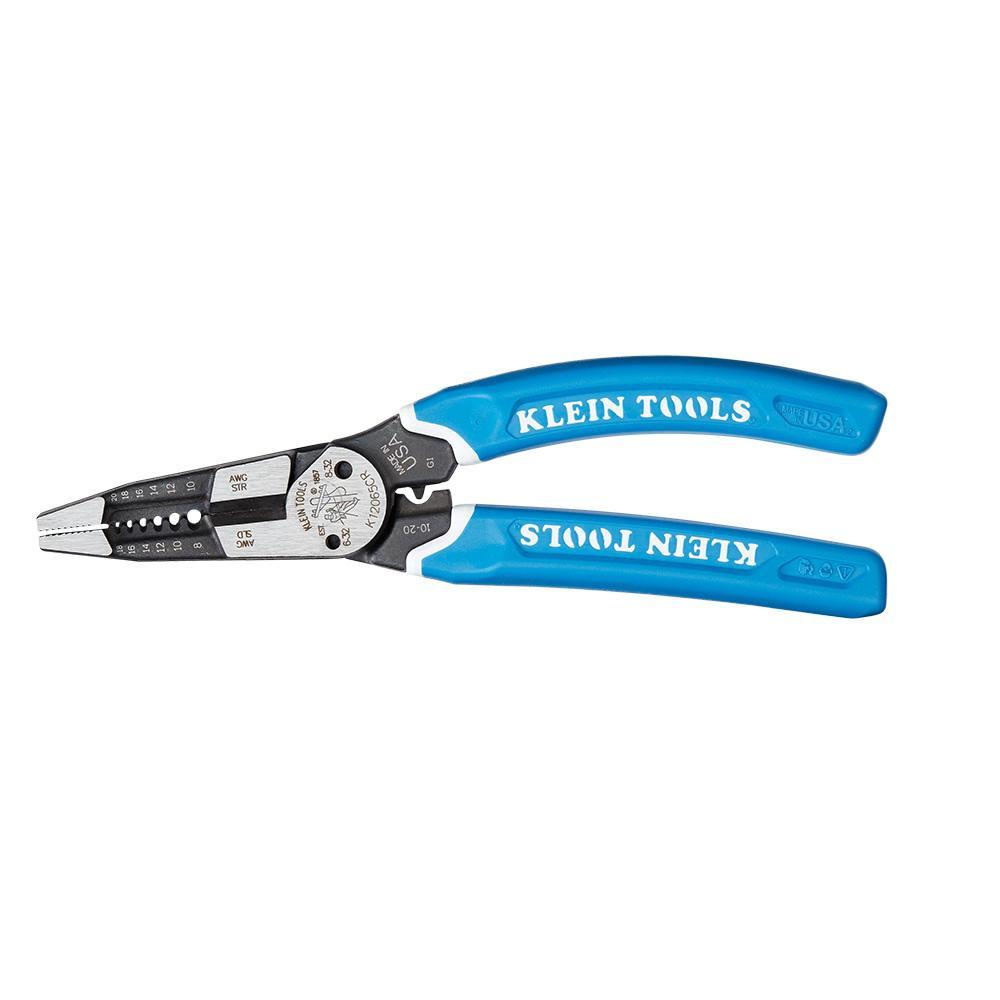 Klein® Klein-Kurve K12065CR Heavy Duty Wire Stripper/Cutter/Crimper Multi-Tool With (6) Stripping Holes, 18 to 8 AWG, 20 to 10 AWG, 8.3 in OAL, 32 to 6 AWG, 32 to 8 AWG Shearing, Forged Steel Body