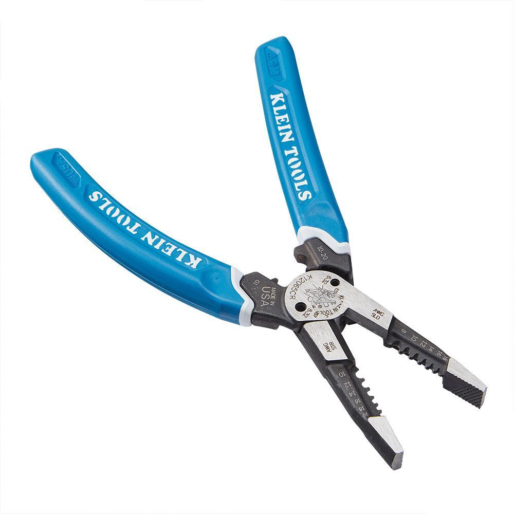 Klein® Klein-Kurve K12065CR Heavy Duty Wire Stripper/Cutter/Crimper Multi-Tool With (6) Stripping Holes, 18 to 8 AWG, 20 to 10 AWG, 8.3 in OAL, 32 to 6 AWG, 32 to 8 AWG Shearing, Forged Steel Body