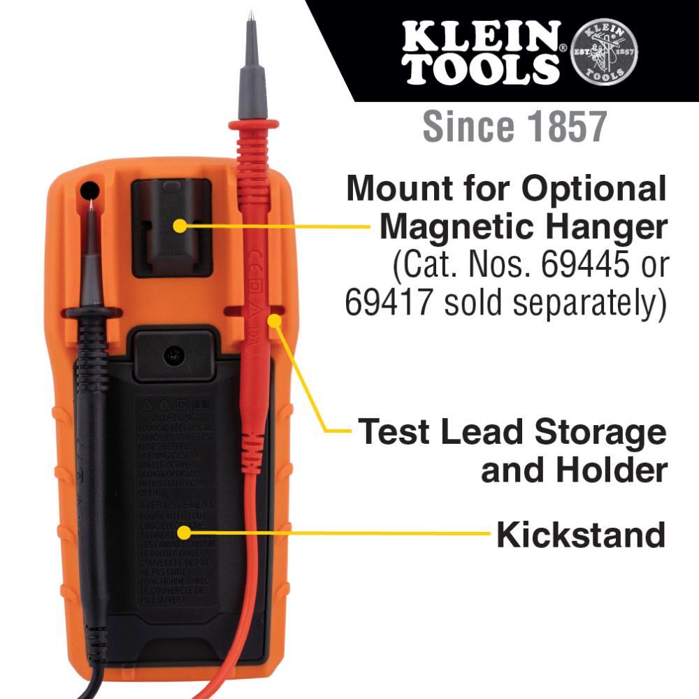 Klein® MM420 Auto-Ranging Multimeter, 600 VAC/VDC, 10 A, 50 mOhm, LCD Display