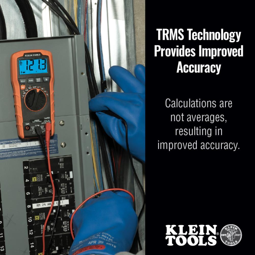 Klein® MM420 Auto-Ranging Multimeter, 600 VAC/VDC, 10 A, 50 mOhm, LCD Display