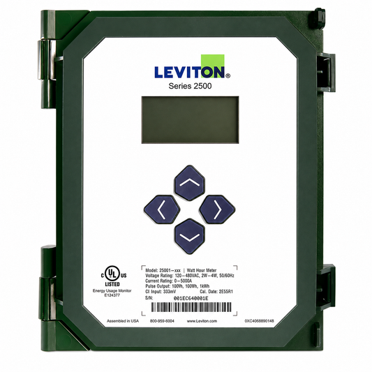 Leviton® VerifEye Series 2500 25B01 Revenue Grade Electrical Submeter 120-480V Pulse/Modbus
