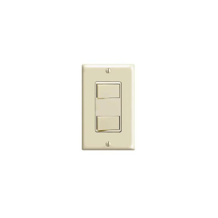 Leviton® Decora® 1754-I Traditional Dual Non-Grounding Combination Switch With Ground Screw Terminal, Push-In Wiring, 15/20 A, 120 VAC, 1-Pole