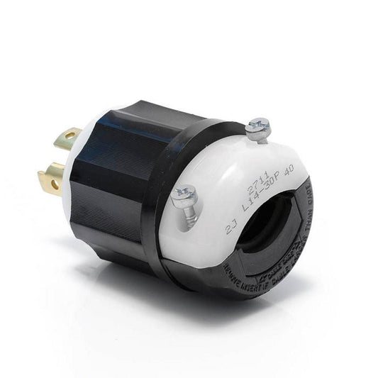 Leviton® 2711 3-Phase Grounding Cable Mount Locking Plug, 125/250 VAC, 30 A, 3 Poles, 4 Wires, Black/White