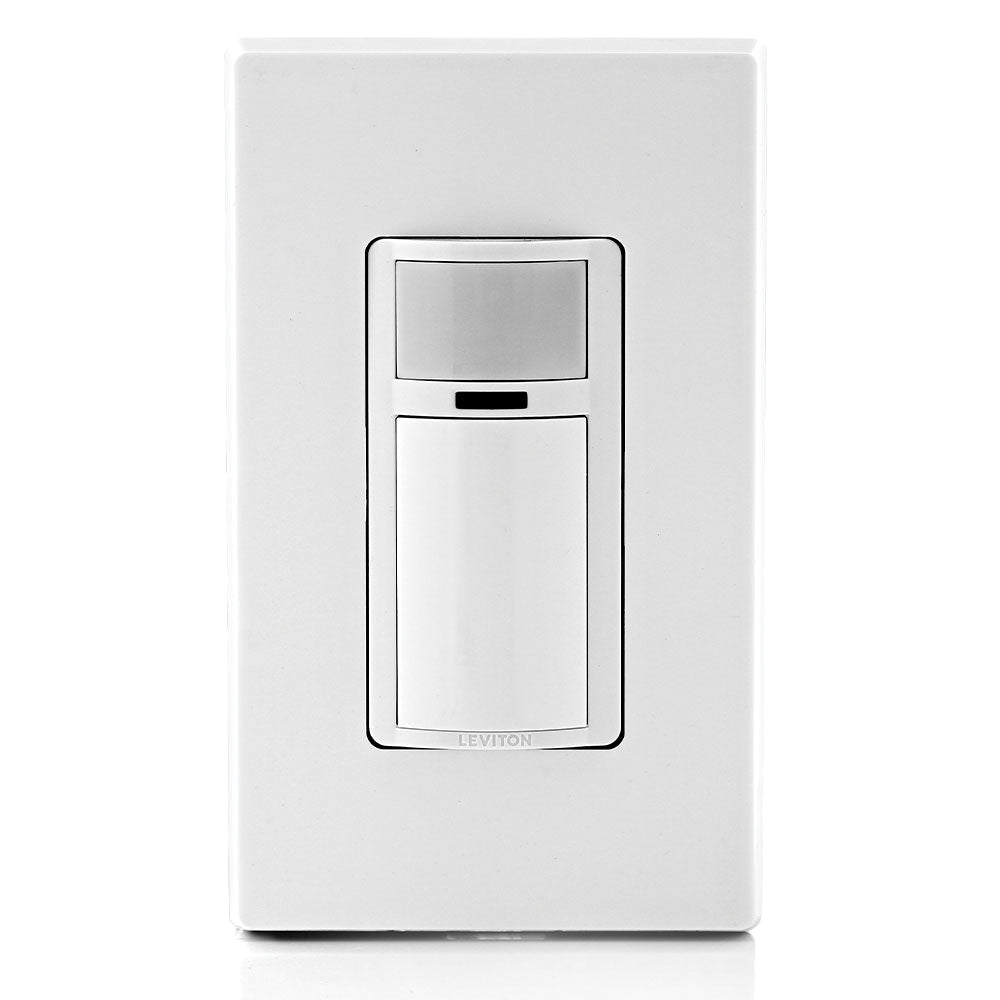 Leviton® Decora® DOS05-1LZ 1-Pole 3-Way Relay Occupancy Motion Sensor, 120 VAC, Passive Infrared Sensor, 900 sq-ft Coverage, 180 deg Viewing, Wall Mount