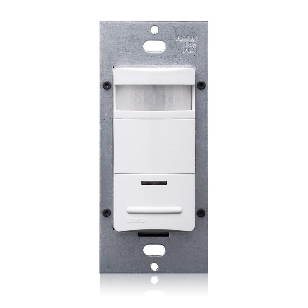 Leviton® Decora® ODS10-IDW 1-Pole Occupancy Sensor, 120/230/277 VAC, Passive Infrared Sensor, 2100 sq-ft Coverage, 180 deg Viewing, Wall Mount