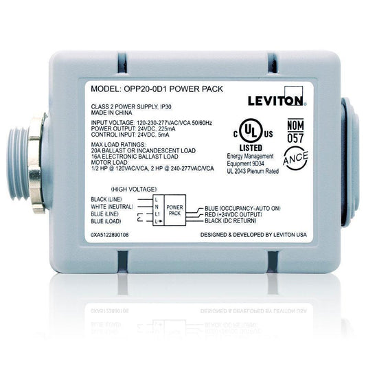 Leviton® OPP20-D2 Super Duty Power Pack, 5.4 W, 120 to 277 VAC Input, 24 VDC Output, 225 mA, 60 A Relay