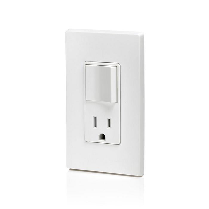 Leviton® Decora® Plug Into Safety® T5625-W Tamper-Resistant Combination Receptacle Switch, 12/15 A, 120/125 VAC, 60 Hz, 1 Poles