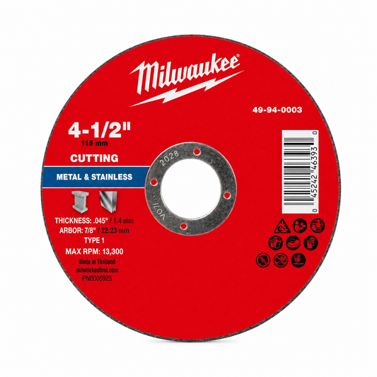 Milwaukee 49-94-0003 Metal Cut-Off Wheel Type 1, 4-1/2" x .045" x 7/8"