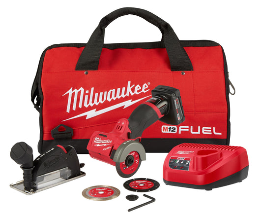 Milwaukee M12 FUEL 2522-21XC Compact Cordless Cut-Off Saw Kit, 3 in Blade