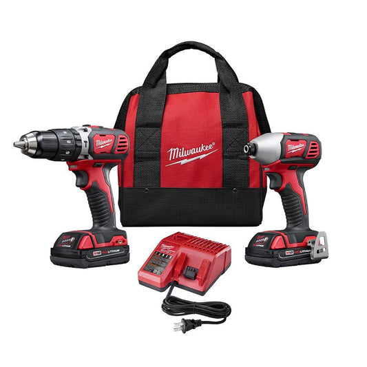 Milwaukee M18 2697-22CT 2-Tool Cordless Combination Kit, Tools: Hammer Drill/Driver, Impact Driver and Reciprocating Saw, 18 VDC, Lithium-Ion, Keyless