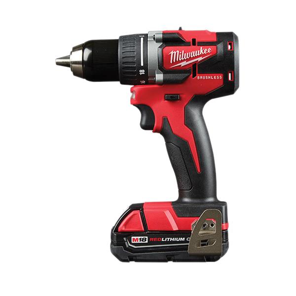 Milwaukee M18 2801-22CT Compact Brushless Cordless Drill Kit, 1/2 in Chuck, 18 VDC, 0 to 500/0 to 1800 rpm No-Load, 6-1/2 in OAL, Li-Ion Battery