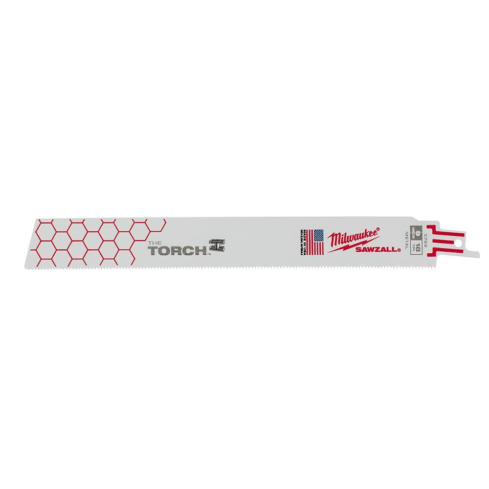 Milwaukee SAWZALL The Torch 48-00-5788 Demolition Straight Back Reciprocating Saw Blade, 9 in L x 1 in W, 18 TPI, Bi-Metal Body, Universal/Toothed Edge Tang