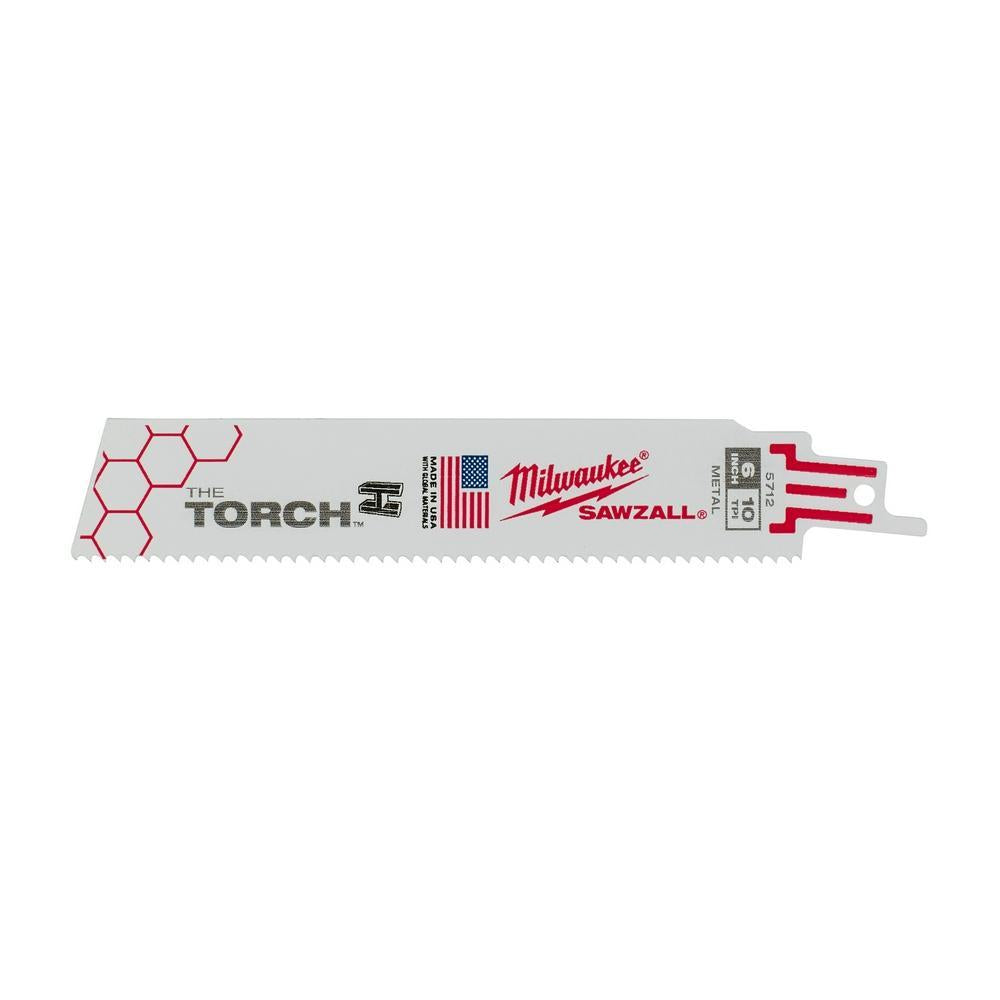 Milwaukee SAWZALL 48-01-7712 Double Duty Straight Back Reciprocating Saw Blade, 6 in L x 1 in W, 10 TPI, Bi-Metal Body, Universal/Toothed Edge Tang