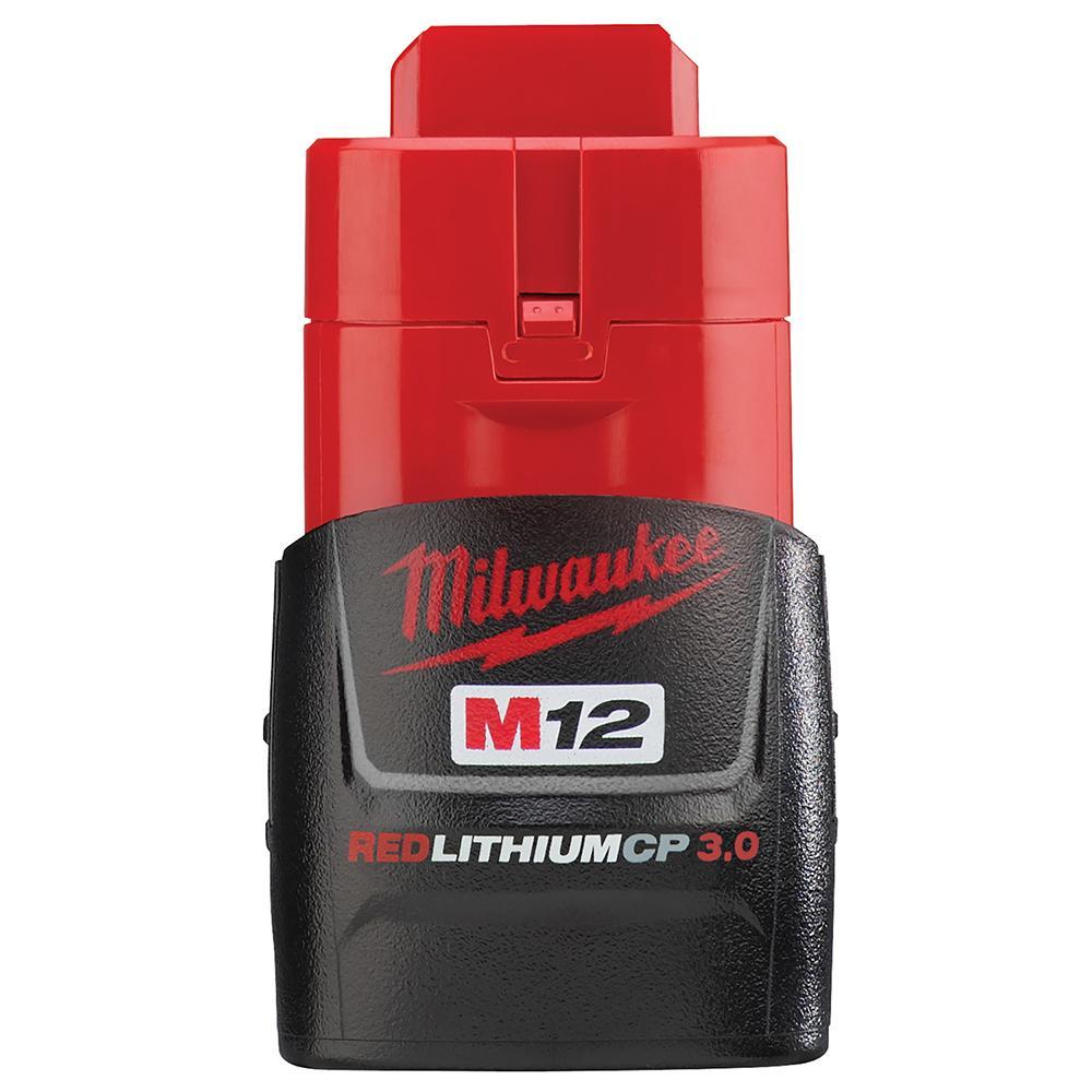 Milwaukee M12 REDLITHIUM 48-11-2430 Compact Battery Pack, 3 Ah Li-Ion Battery, 12 VDC Charge, For Use With M12 12 V Cordless Tools