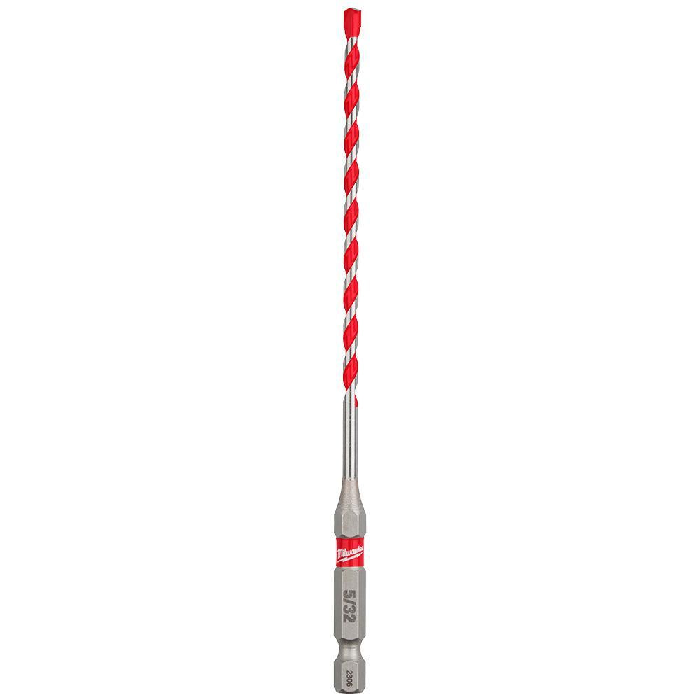 Milwaukee 48-20-9001 SHOCKWAVE Single Ended Hammer Drill Bit, 0.1562 in Drill Bit, 1/4 in Hex Shank, 4 in D Cutting, Carbide Cutting Edge, 6 in OAL