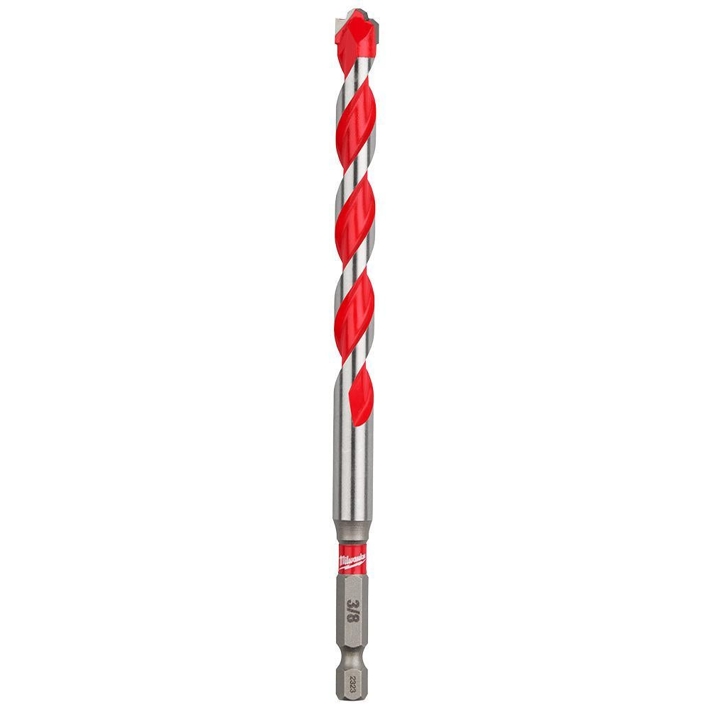 Milwaukee 48-20-9021 SHOCKWAVE Single Ended Hammer Drill Bit, 3/8 in Drill Bit, 1/4 in Hex Shank, 4 in D Cutting, Carbide Cutting Edge, 6 in OAL