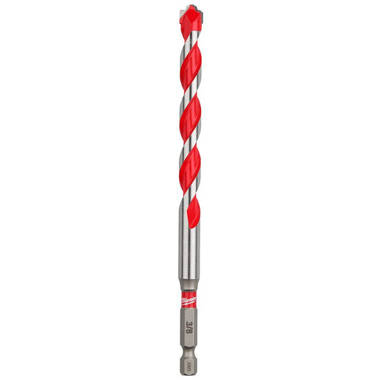 Milwaukee 48-20-9021 SHOCKWAVE Single Ended Hammer Drill Bit, 3/8 in Drill Bit, 1/4 in Hex Shank, 4 in D Cutting, Carbide Cutting Edge, 6 in OAL